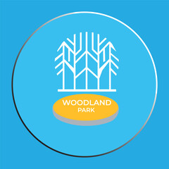 Minimalist Woodland Park Logo Design with Pine Tree Forest Icon