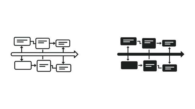 Flowchart and Workflow Icons: Process Diagram, Steps, and Business Process Icons