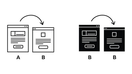 A/B Testing Icon Set: Line Art and Solid Icons Representing Website or UI Design Variations © SHAHRIYAR RASEL