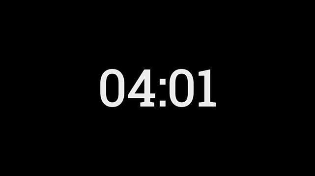 8 Minute countdown animation on black background.Digital Countdown timer eight minute animation from seconds on transparent background.8 minutes countdown timer animatio