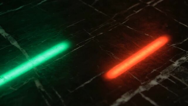 Green and Red Lightsaber Duel Scene.