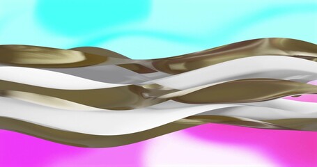 Twisting glossy interlaced ribbons flowing across gradient backdrop, showing olive brown and white © vectorfusionart