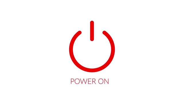 turn On and Off switch animation. Abstract circle power button icon animated on white background,with 4k video animatio