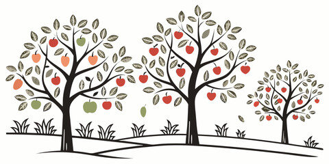 A serene autumn scene with trees adorned in vibrant fall foliage Vector