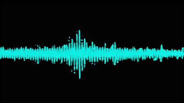 Teal waveform vibrates against black background, creating a dynamic visual pulse
