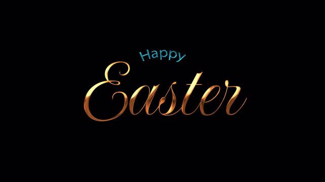 Happy easter greeting text combine gold color and blue alpha channel . Suitable for easter greetings, social media posts, and holiday designs. Great for festive promotions.