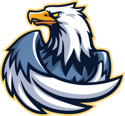 Fototapeta premium Eagle sports mascot cartoon with wings as shield