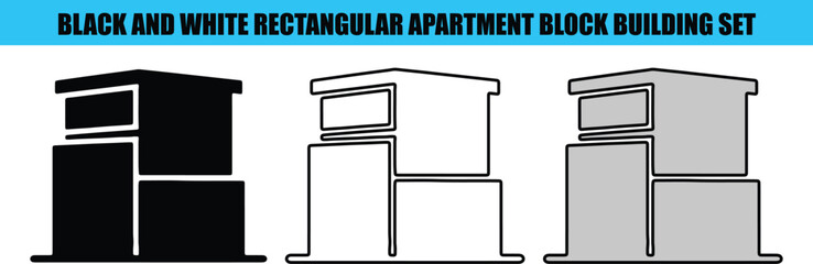 Black and white rectangular apartment block buildings © Emon