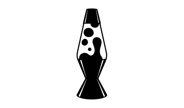Retro Lava Lamp Silhouette Vector Icon Black Isolated on White Background