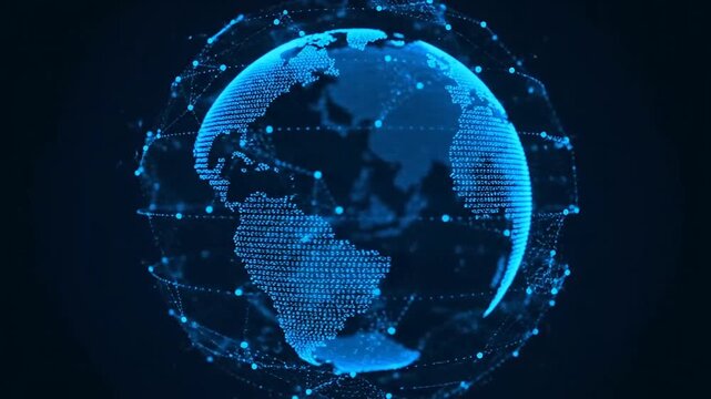 Global Network Connection Digital Earth Visualization.