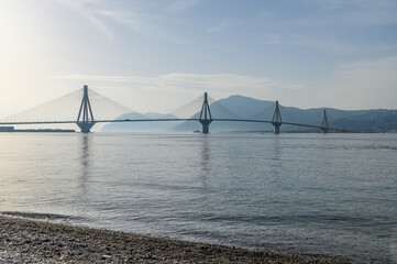 Fototapeta premium Charilaos Trikoupis Rio-Antirrio Bridge over the Gulf of Corinth, Greece 