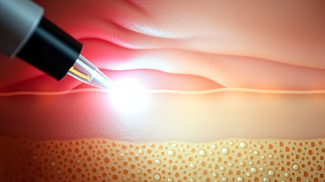 laser or serum vitamin through the skin layer for repair wrinkles and reduce up saggy skin of the skin cell. Skin repair Concept.
