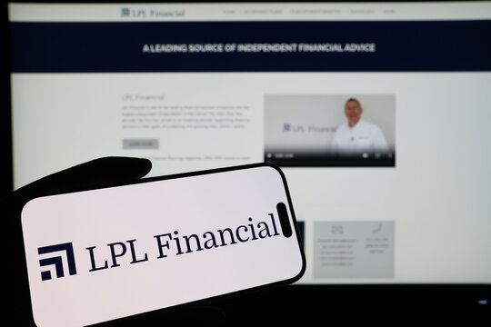 Kiel, Germany - 03-06-2026: Smartphone displaying US wealth management company LPL Financial logo in front of companys webpage