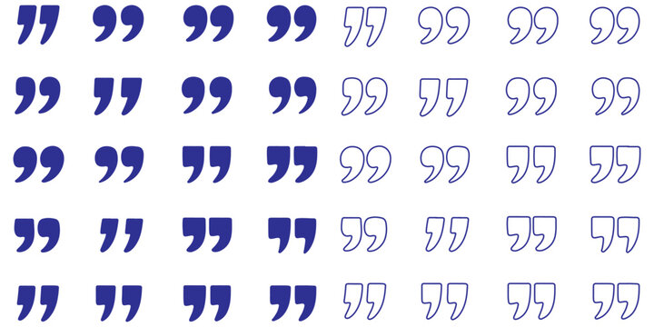 Set of quote mark, quotes icon, sign, symbol, emblem. Ditto marks icon set. Quotation marks. Dialogue discussion symbol for UI UX, website, mobile app