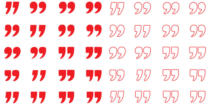 Set of quote mark, quotes icon, sign, symbol, emblem. Ditto marks icon set. Quotation marks. Dialogue discussion symbol for UI UX, website, mobile app