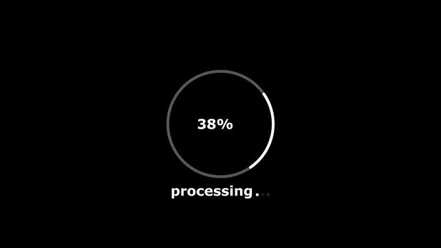 Loading, in which a circle rotates black background 4k video.100 percent number circle loading icon modern design.