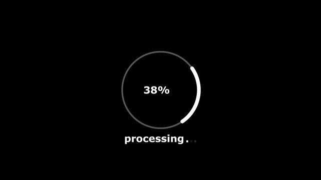 Loading, in which a circle rotates black background 4k video.100 percent number circle loading icon modern design.