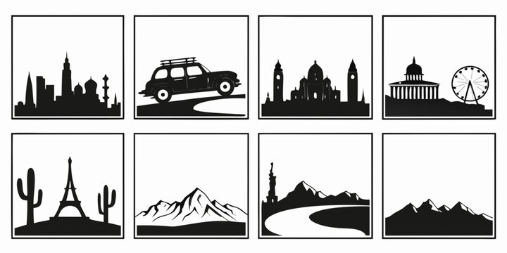A collection of diverse and iconic landmarks from around the world Vector