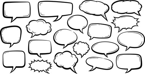 Fototapeta premium Collection of various comic book style speech bubbles and thought clouds