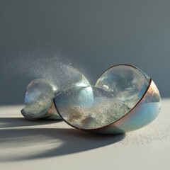 Fototapeta premium Shattered glass forms a dynamic, flowing motion