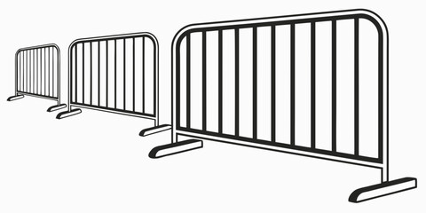 A row of four metal barricades standing upright on a white background. Vector © MST NASIMA KHATUM