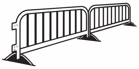 A set of three metal barricades with triangular bases for stability Vector