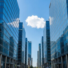 Fototapeta premium A row of modern glass-facade office skyscrapers