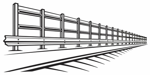 A detailed illustration of a railway track with multiple parallel lines Vector