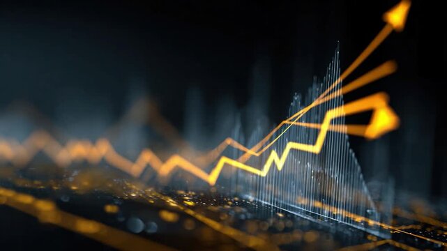 Ascending Market Dynamics: A dynamic visual representation of a market trend characterized by an upward trajectory and economic growth.