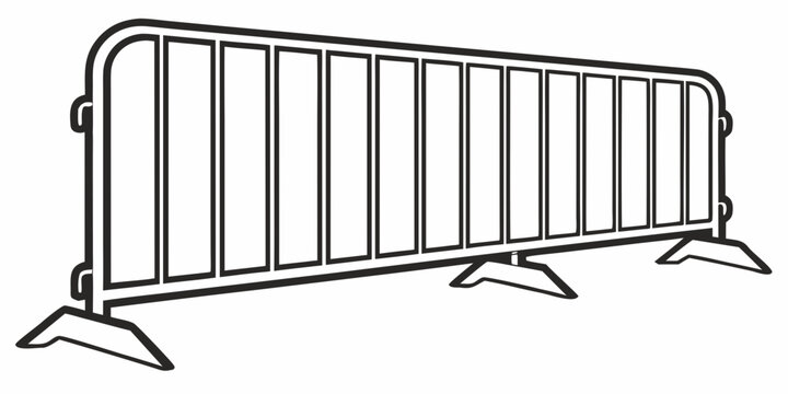 A set of metal barricades lined up in a row on a flat surface Vector