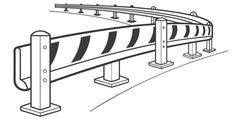 A detailed illustration of a metal guardrail along a roadway Vector © MST CHIN BANU BEGUM