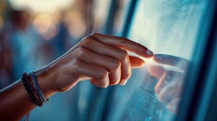 Hand interacting with a touchscreen