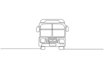 School bus public transport outline in a single line drawing minimalist aesthetic
