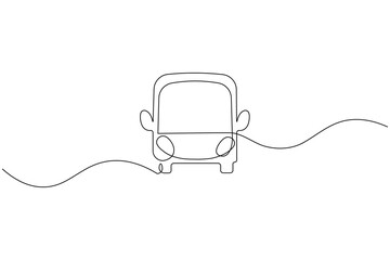 School bus minimalist icon with continuous one line art style vector illustration
