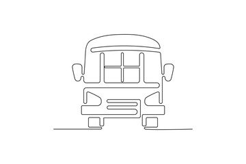 Modern bus outline in a continuous line drawing style for logo
