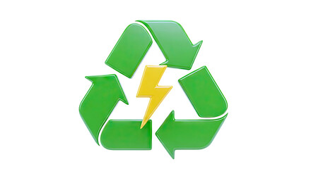 Obraz premium Recycling Symbol with Yellow Lightning Bolt