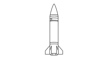 Obraz premium Simple Line Drawing of Rocket.