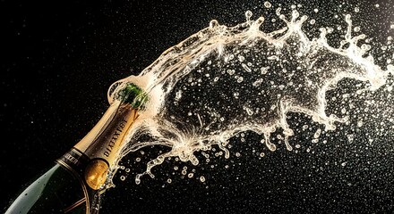 Champagne Bottle Popping with Splash.