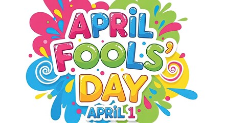 Fototapeta premium April Fools' Day colorful celebration banner with confetti and playful typography design