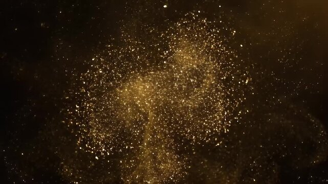 Golden Sparkles Dancing in Dark Background.