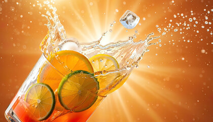 Glass of Iced Tea with Lemon Slices.