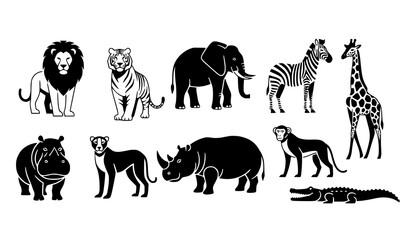 Minimalist Wild and Safari Zoo Animal Vector Icon Set for Education and Conservation © Crafts Home