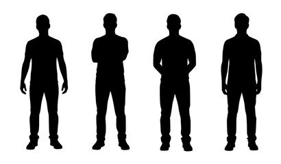 Male Standing Human Silhouette Vector Set for Architecture, Presentation, and Design Projects