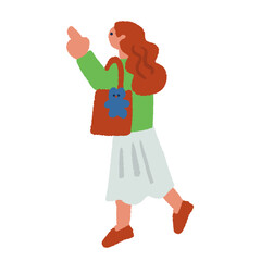 買い物をする女性のカラフルでフラットなイラスト