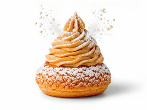 A delicious cream filled eclair dessert with powdered sugar