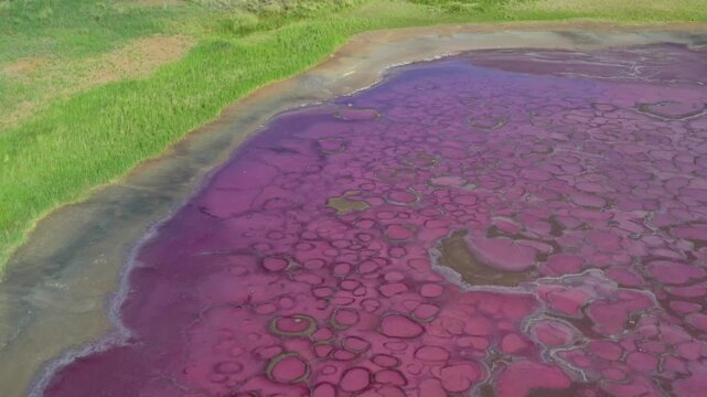 Badanjilin Lake Aerial View with Circular Mineral Patterns
