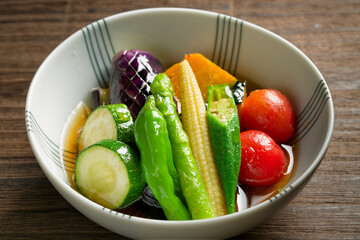 夏野菜の揚げびたし