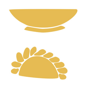 Traditional Indian baking dessert and clay ceramic bowl. Hand drawn vector illustration set. Holiday and festival design, for oriental magazines, maps greeting cards, Holi Diwali clip arts.