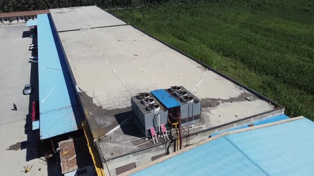 Industrial Rooftop HVAC Cooling Units and Air Filtration System