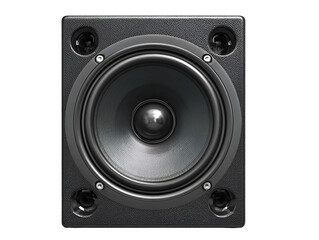 Black Speaker Isolated on White Background, Professional Audio Equipment